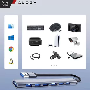 Rozdzielacz HUB rozgałęźnik portów 7x USB 3.0 slim 5GB/s Adapter rozdzielnik Alogy Szary - Huby USB - miniaturka - grafika 3