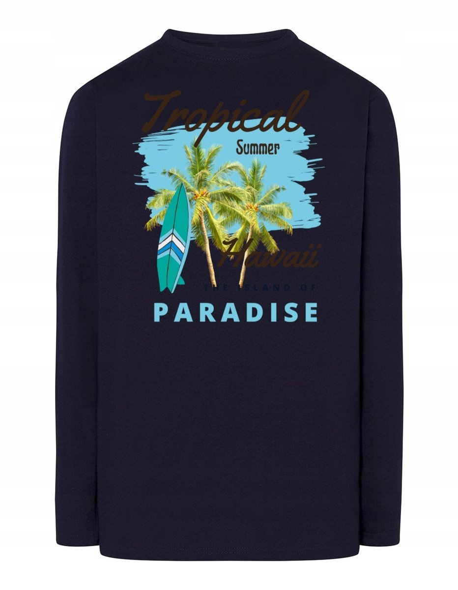 Longsleeve męski nadruk HAWAJE TROPIKI r.XL