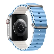 Akcesoria do smartwatchy - PASEK DO APPLE WATCH 1/2/3/4/5/6/7/8/9/10/SE 42/44/45 NIEBIESKO-KREMOWY - miniaturka - grafika 1
