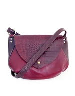 Torebki damskie - AMINA skóra naturalna bordo brąz krokodyl - miniaturka - grafika 1