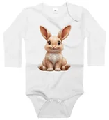 Body dla niemowląt - Body dziecięce Słodki Wesoły Beżowy Królik Zając Króliczek Zajączek 74/80 - miniaturka - grafika 1