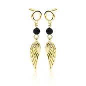 Biżuteria dla dzieci - Srebrne kolczyki skrzydła skrzydła pozłacane - miniaturka - grafika 1