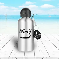 Butelki termiczne - Bidon metalowy srebrny 500 ml z Twoim nadrukiem /dwie nakrętki/ - miniaturka - grafika 1