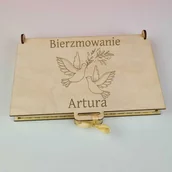 Gadżety dla niej i dla niego - Pudełko Koperta na Bierzmowanie z imieniem prezent na pieniądze - miniaturka - grafika 1