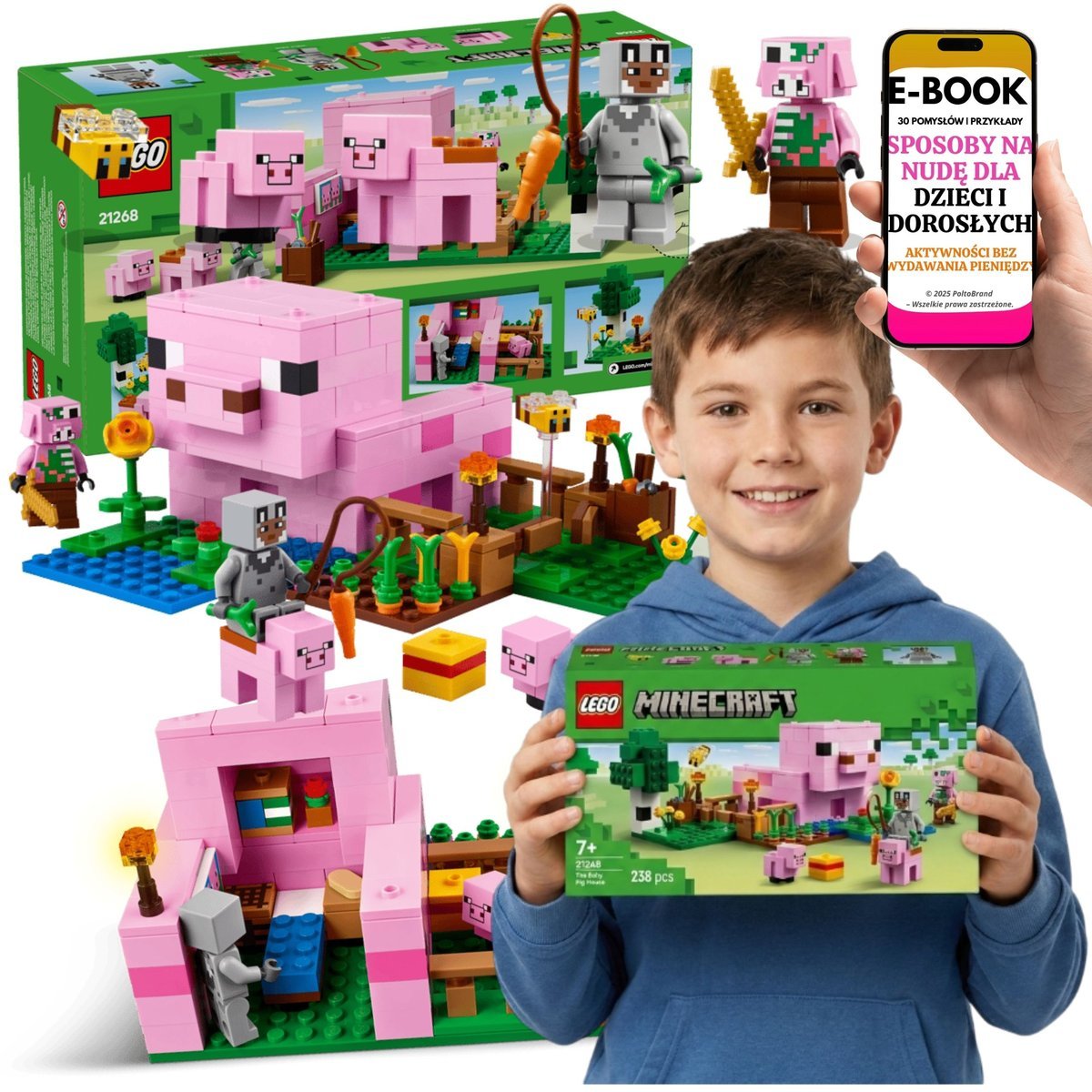 LEGO MINECRAFT DOMEK ŚWINKI Dom Prosiaczka 21268 Farma LEGO + E-BOOK-3