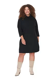 Trendyol Curve sukienka plus size - szara - na co dzień, Czarny, 4XL-Du?e rozmiary - Sukienki - miniaturka - grafika 1