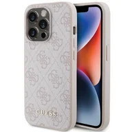Etui i futerały do telefonów - Etui Guess 4G Metal Gold Logo na iPhone 15 Pro - różowe - miniaturka - grafika 1
