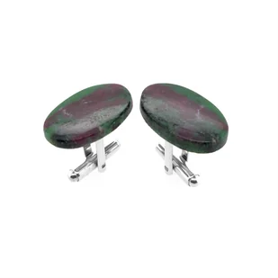 Srebrne spinki do mankietów Zoisyt z rubinem (S670) Srebro [925] - Spinki do mankietów i krawatów - miniaturka - grafika 1