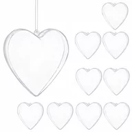 Bombki - Bombki akrylowe 7cm serce plastikowe decoupage zestaw 10 szt. - miniaturka - grafika 1