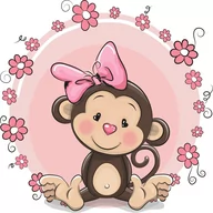 Naklejki na ścianę - Naklejka na ścianę dla dzieci kwiatki Małpka 1, 50x50 cm - miniaturka - grafika 1