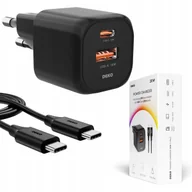 Ładowarki do telefonów - SZYBKA ŁADOWARKA USB C DO TELEFONU UNIWERSALNA 20W + KABEL USBC 100W CZARNA - miniaturka - grafika 1