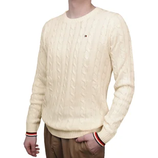 Sweter męski Tommy Hilfiger MW0MW13382 YBI IVORY XXL - Swetry męskie - miniaturka - grafika 1