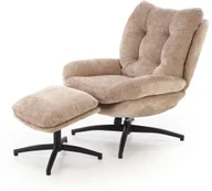 Fotele - Fotel tapicerowany PESTO beżowy obrotowy z podnóżkiem HALMAR - miniaturka - grafika 1