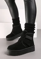 Śniegowce damskie - Czarne Śniegowce na Grubej Podeszwie Zapinane na Rzepy Tarorelle - miniaturka - grafika 1