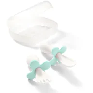 Sztućce dla dzieci - Babyono Sztućce Dla Niemowląt W Etui Widelec Łyżeczka Biało-Miętowe 12m+ - miniaturka - grafika 1