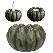 Świeczniki - ŚWIECZNIK DYNIA HALLOWEEN JESIEŃ ZIELONA 2w1 tealight kandelabr ozdoba 11cm - miniaturka - grafika 1