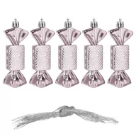 Bombki - Bombki choinkowe 5 szt. ozdoby świąteczne zestaw cukierki 8cm różowy CA0164 - miniaturka - grafika 1