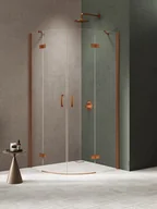 Kabiny prysznicowe - Kabina prysznicowa półokrągła 90x90 miedziana K-4676 Nesta New Trendy Copper Brushed - miniaturka - grafika 1