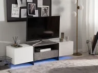Szafki RTV - Beliani Szafka RTV LED efekt betonu z białym RUSSEL - miniaturka - grafika 1