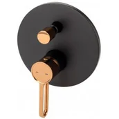 Baterie wannowe i prysznicowe - FDesign Zaffiro bateria wannowo-prysznicowa podtynkowa różowe złoto/czarny mat FD1-ZFR-7P-25 - miniaturka - grafika 1