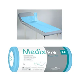 Podkład higieniczny na rolce 50cm x 160cm niebieski podfoliowany 54g MedixPro 12szt - Kosmetyczne akcesoria jednorazowe - miniaturka - grafika 1