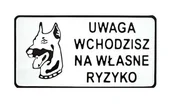 Tablice i flipcharty - Tabliczka 15*29Cm Uwaga Wchodzisz Na Własne Ryzyko - miniaturka - grafika 1