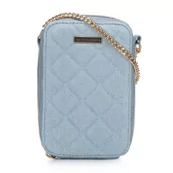 Torebki damskie - Damska minitorebka z pikowanego dżinsu na łańcuszku jasnoniebieska - miniaturka - grafika 1