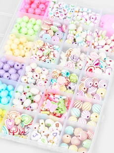 Koraliki zestaw do tworzenia bransoletek opasek kolorowy w pudełku PREZENT - Prace ręczne dla dzieci - miniaturka - grafika 1