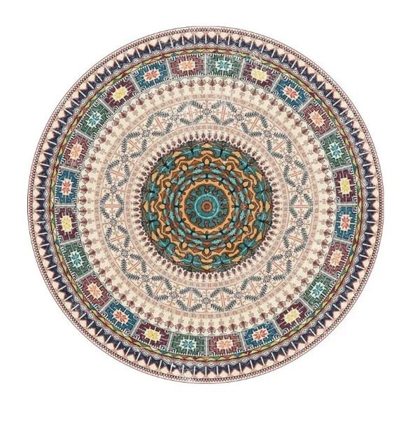Dywan Okrągły Do Salonu 120 Cm Retro Vintage Antypoślizgowy Boho !!