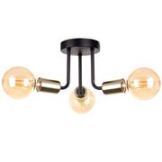 Lampy sufitowe - KET Loftowa LAMPA sufitowa metalowa OPRAWA industrialna czarna złota KET1189 - miniaturka - grafika 1
