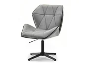 Fotele i krzesła biurowe - Obrotowy Fotel Z Pikowanym Siedziskiem Z Weluru Velo Szary Na Czarnej Nodze - miniaturka - grafika 1