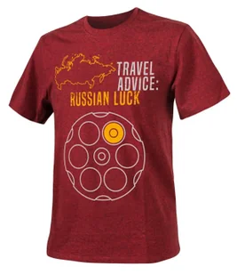 T-Shirt Helikon-Tex Rosyjska Ruletka - Travel Advice: Russian Luck - Bordowa - Odzież taktyczna i umundurowanie - miniaturka - grafika 1