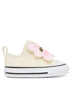 Buty dla dziewczynek - Converse Trampki Chuck Taylor All Star One Strap Embroidered Floral Easy On A13452C Écru - miniaturka - grafika 1