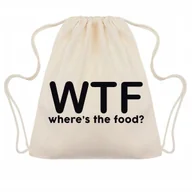 Plecaki worki - Worek Plecak Beżowy WHERE'S THE FOOD Zabawne Wzory - miniaturka - grafika 1