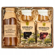 Herbata - BOX Prezentowy Naturalny SYROP POMARAŃCZOWY herbata KONFITURA pomarańczowa - miniaturka - grafika 1