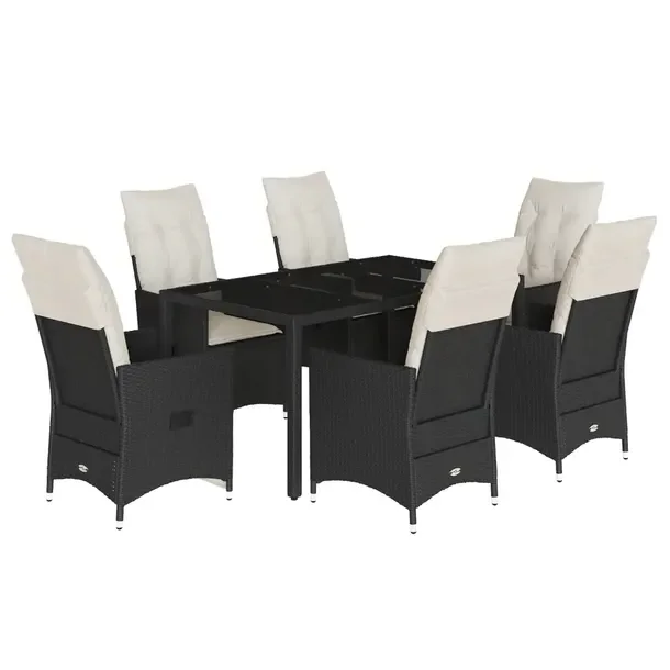 Zestaw mebli ogrodowych czarny rattan PE, stół 150x90x75 cm, 4 krzesła