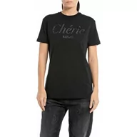 Koszulki i topy damskie - Replay T-shirt damski regular fit, 098 BLACK, M - miniaturka - grafika 1