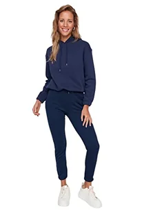 Trendyol Damskie spodnie dresowe o normalnej talii Skinny Fit Jogger, Granatowy/wielokolorowy, L - Spodnie damskie - miniaturka - grafika 1