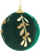 Bombki - Eurofirany Plastikowa bombka z ozdobnym wzorem 10 cm zielona+złota x4 - miniaturka - grafika 1
