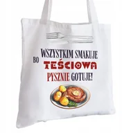 Torby i wózki na zakupy - Torba Bawełniana biała dla Teściowej Na Prezent ekologiczna Trwały Nadruk - miniaturka - grafika 1
