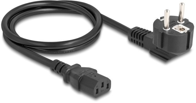 Kabel zasilający Delock Netzkabel PC wtyczka ochronna CEE 7/7 90 stopni kątowy na gniazdo C13 1 m 3 x 1,00 mm2 czarny