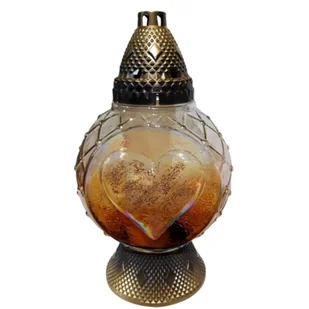 Znicz szklany z wkładem bursztyn 29 cm 120 g - Lampiony i znicze - miniaturka - grafika 1