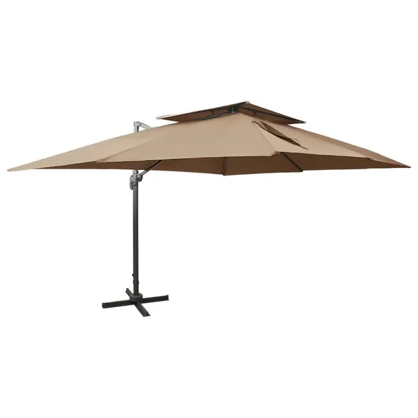 Zolux Wiszący Parasol Ogrodowy z Mechanizmem Korbkowym, Szarobrązowy, 400x300x2