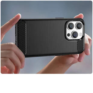 Carbon Case etui iPhone 14 Pro elastyczny żelowy pokrowiec na tył plecki czarny - Etui i futerały do telefonów - miniaturka - grafika 5