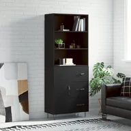 Witryny - vidaXL Witrynka, czarna, 69,5x34x180 cm, materiał drewnopochodny - miniaturka - grafika 1