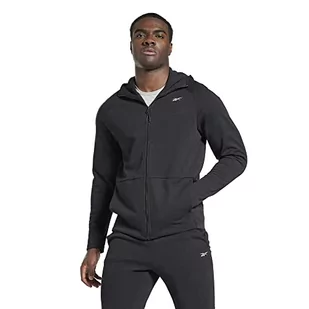 Reebok Męska kurtka DMX Interlock TRK JKT, czarny/biały, XL - Kurtki męskie - miniaturka - grafika 1