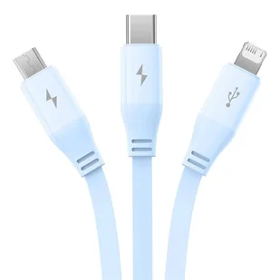 Kabel ładowania 3w1 Baseus USB do USB-C, USB-M, Lightning 3,5A, 1,1m (niebieski) - Kable - miniaturka - grafika 7