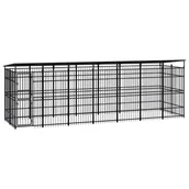 Budy dla psów - shumee shumee Kojec zewnętrzny dla psów z zadaszeniem stalowy 12,9 m - miniaturka - grafika 1