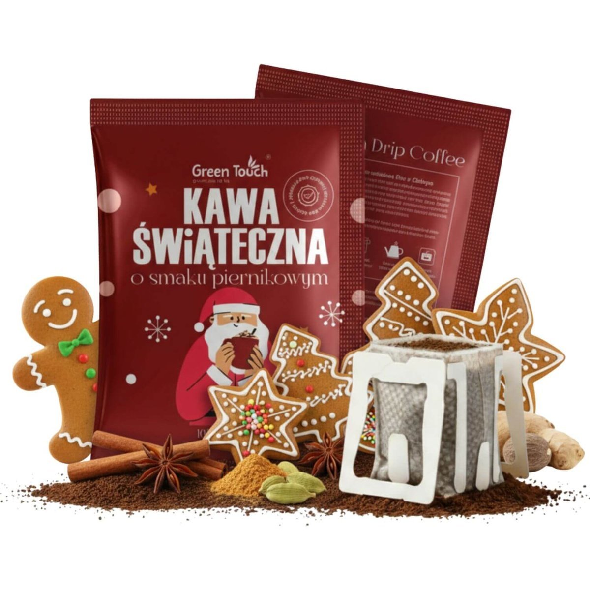 Drip bag kawa mielona świąteczna o smaku piernikowym 10 g w saszetkach