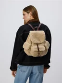 Plecaki - Reserved - Plecak ze sztucznego baranka - beżowy - miniaturka - grafika 1